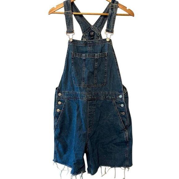 GAP DENIM 90’s Y2k Slouchy shorta medium wash overall shorts size Large denim ov - Picture 1 of 16